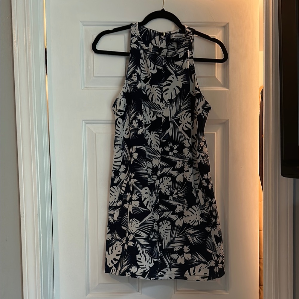 Pull&Bear Navy and White Patterned Dress